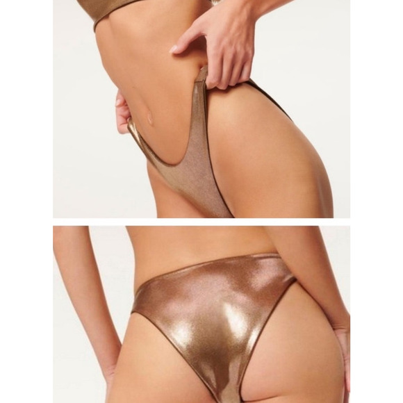 Good American Foil Bronze Metallic Bikini Bottom sz XLg NEW WITH TAGS - Picture 3 of 5